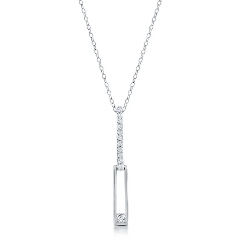 Special Deals On Handcrafted And Designer Jewelry Sterling Silver Asymmetric Paperclip CZ Necklace Special Deals On Handcrafted And Designer Jewelry Sterling Silver Asymmetric Paperclip CZ Necklace