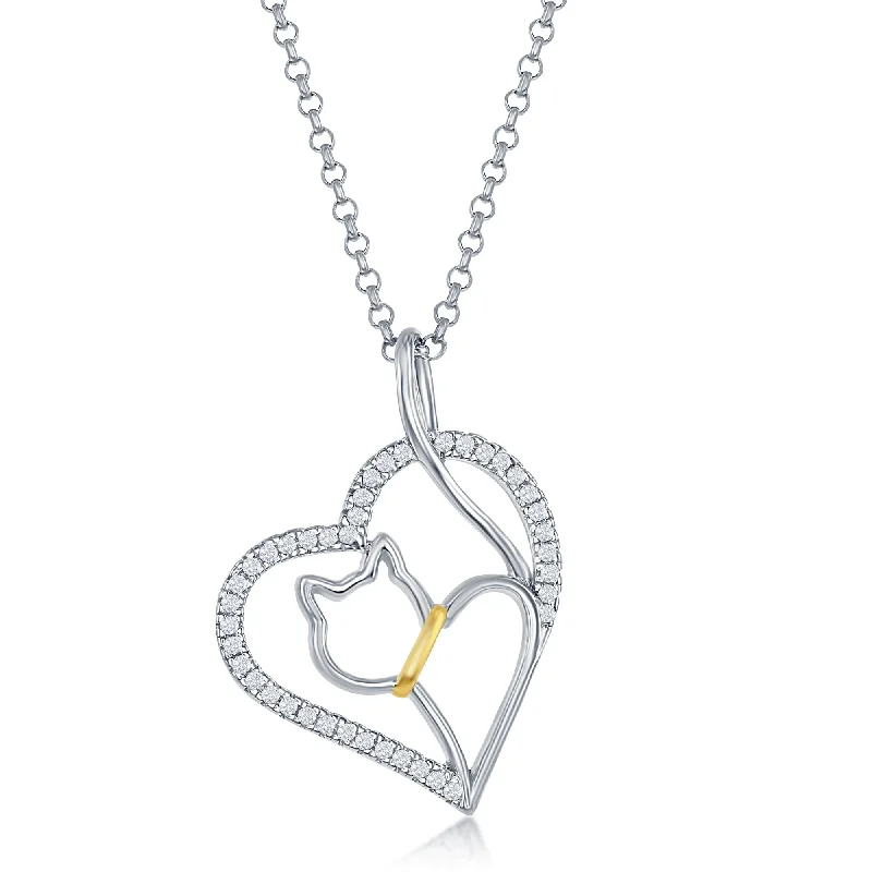 Exclusive Jewelry Sale – Limited-Time Discounts Sterling Silver CZ Heart with Center Cat Cut-Out Pendant Exclusive Jewelry Sale – Limited-Time Discounts Sterling Silver CZ Heart with Center Cat Cut-Out Pendant