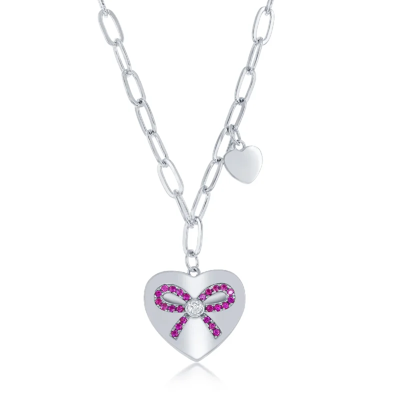Trending Jewelry Now Available At Exclusive Prices Sterling Silver Heart with Ruby CZ Ribbon Paperclip Necklace Trending Jewelry Now Available At Exclusive Prices Sterling Silver Heart with Ruby CZ Ribbon Paperclip Necklace