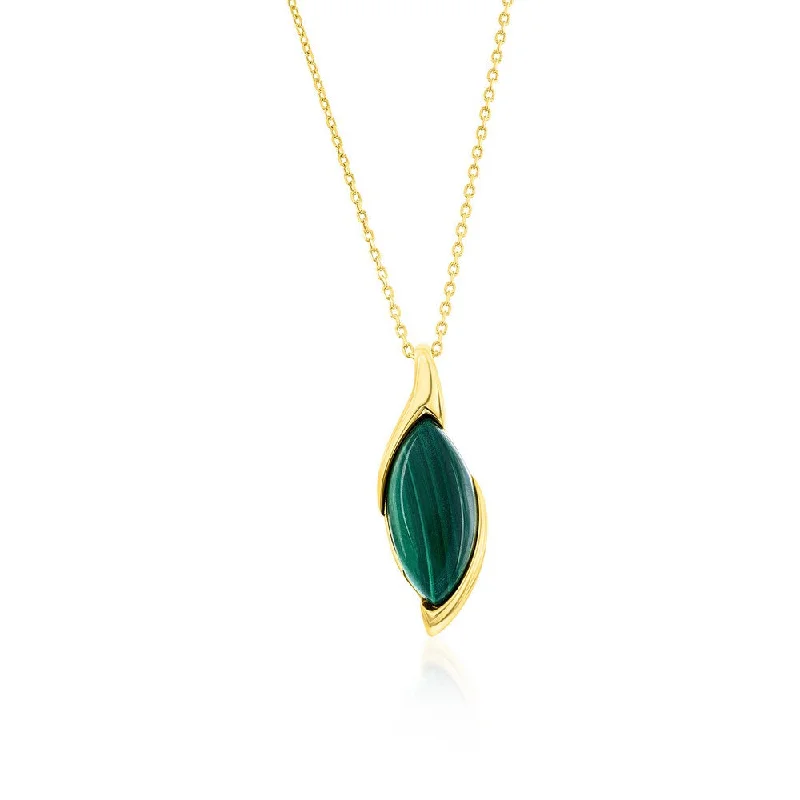 Luxury Jewelry Sale – Sparkle For Less Sterling Silver Marquise Malachite Pendant Necklace - Gold Plated Luxury Jewelry Sale – Sparkle For Less Sterling Silver Marquise Malachite Pendant Necklace - Gold Plated
