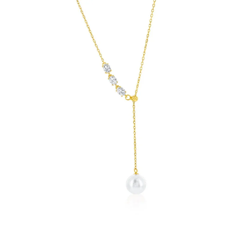 Luxury Jewelry Sale – Elegant Styles At Unbeatable Prices Sterling Silver or Gold Plated over Sterling Silver 8mm Pearl, Triple Oval CZ Lariat Necklace Luxury Jewelry Sale – Elegant Styles At Unbeatable Prices Sterling Silver or Gold Plated over Sterling Silver 8mm Pearl, Triple Oval CZ Lariat Necklace