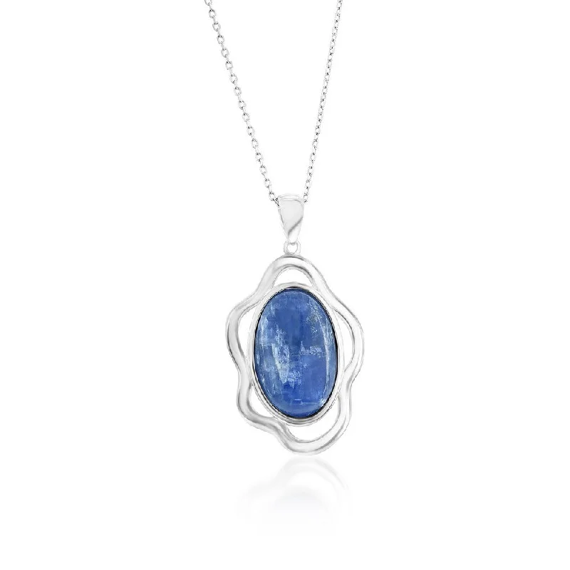 Unique Jewelry Designs Now At Discounted Rates Sterling Silver Oval Kyanite Wavy Design Pendant Necklace Unique Jewelry Designs Now At Discounted Rates Sterling Silver Oval Kyanite Wavy Design Pendant Necklace