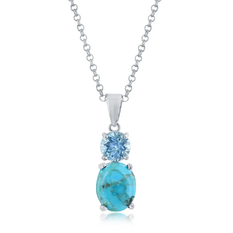 Exclusive Jewelry Bundles At Discounted Prices Sterling Silver Oval Turquoise & Round Gem Pendant - Blue Topaz Exclusive Jewelry Bundles At Discounted Prices Sterling Silver Oval Turquoise & Round Gem Pendant - Blue Topaz