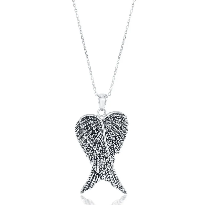 Eco-Friendly Sustainable Jewelry For Conscious Buyers Sterling Silver Pair of Angel Wings Pendant Eco-Friendly Sustainable Jewelry For Conscious Buyers Sterling Silver Pair of Angel Wings Pendant
