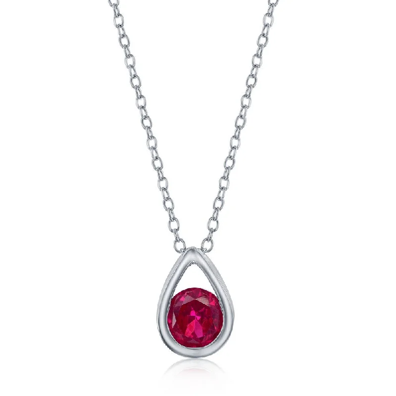 Elegant Rose Gold Jewelry For A Stylish Touch Sterling Silver Pearshaped Necklace w/Round 'July Birthstone' - Ruby Elegant Rose Gold Jewelry For A Stylish Touch Sterling Silver Pearshaped Necklace w/Round 'July Birthstone' - Ruby