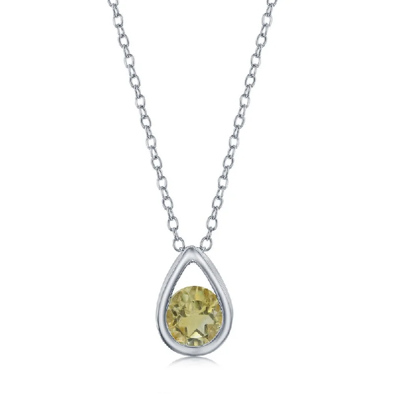 Flash Sale On Exquisite Jewelry – Don't Miss Out Sterling Silver Pearshaped Necklace w/Round 'November Birthstone' Gem - Citrine Flash Sale On Exquisite Jewelry – Don't Miss Out Sterling Silver Pearshaped Necklace w/Round 'November Birthstone' Gem - Citrine