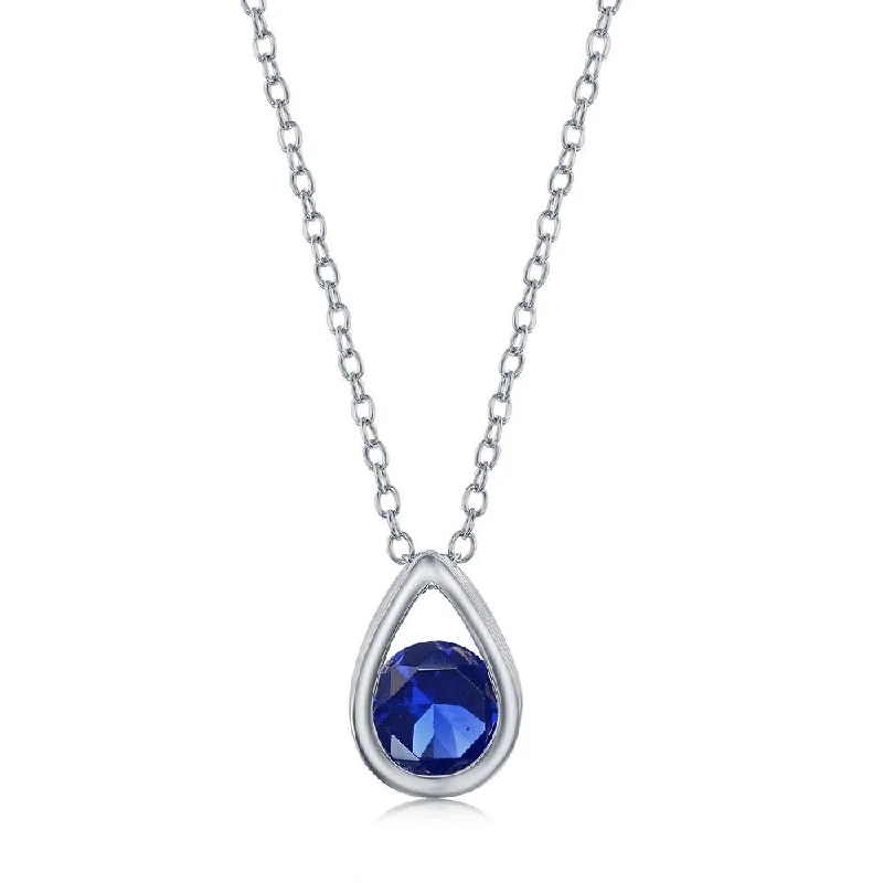 Special Offers On Handcrafted And Designer Jewelry Sterling Silver Pearshaped Necklace w/Round 'September Birthstone' - Sapphire Special Offers On Handcrafted And Designer Jewelry Sterling Silver Pearshaped Necklace w/Round 'September Birthstone' - Sapphire