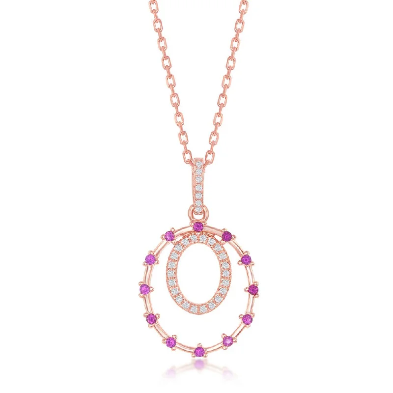Buy More, Save More On Stunning Jewelry Pieces Sterling Silver Rose Double Circle, Ruby CZ Pendant - Rose Gold Plated Buy More, Save More On Stunning Jewelry Pieces Sterling Silver Rose Double Circle, Ruby CZ Pendant - Rose Gold Plated