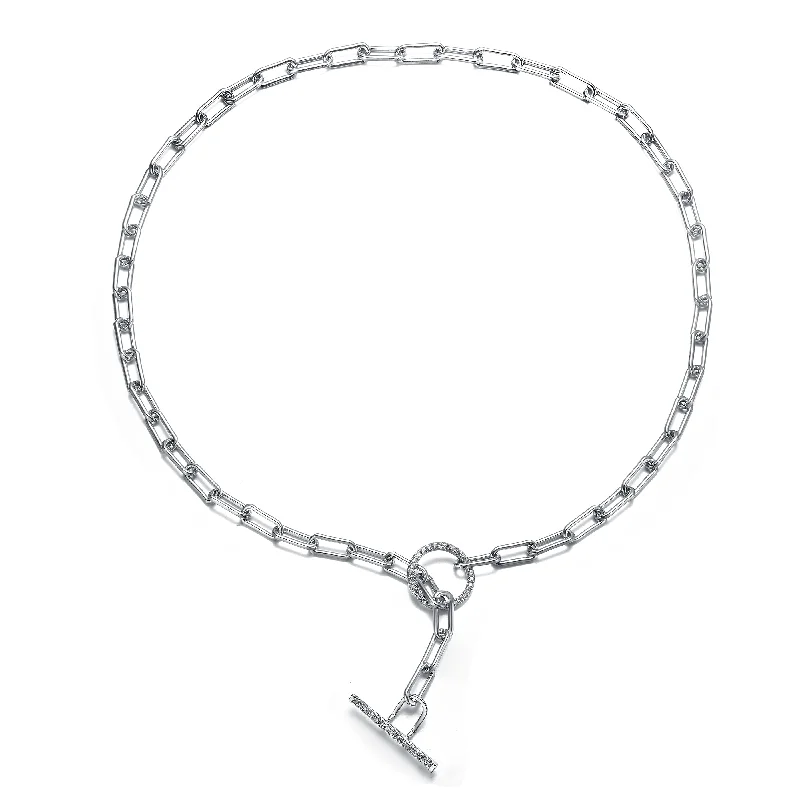 Grab Exquisite Jewelry At The Lowest Prices Sterling Silver White Gold Plated Cubic Zirconia Spring Ring Chain Necklace Grab Exquisite Jewelry At The Lowest Prices Sterling Silver White Gold Plated Cubic Zirconia Spring Ring Chain Necklace