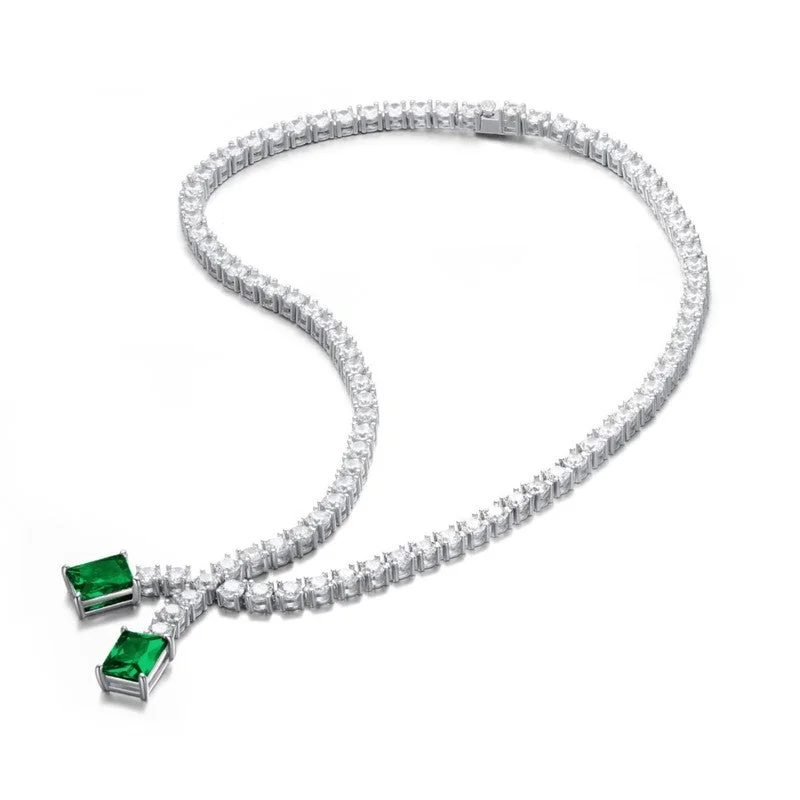 The Perfect Jewelry Piece At The Perfect Discount Sterling Silver White Gold Plating with Colored Cubic Zirconia Two-Stone Tennis Necklace The Perfect Jewelry Piece At The Perfect Discount Sterling Silver White Gold Plating with Colored Cubic Zirconia Two-Stone Tennis Necklace