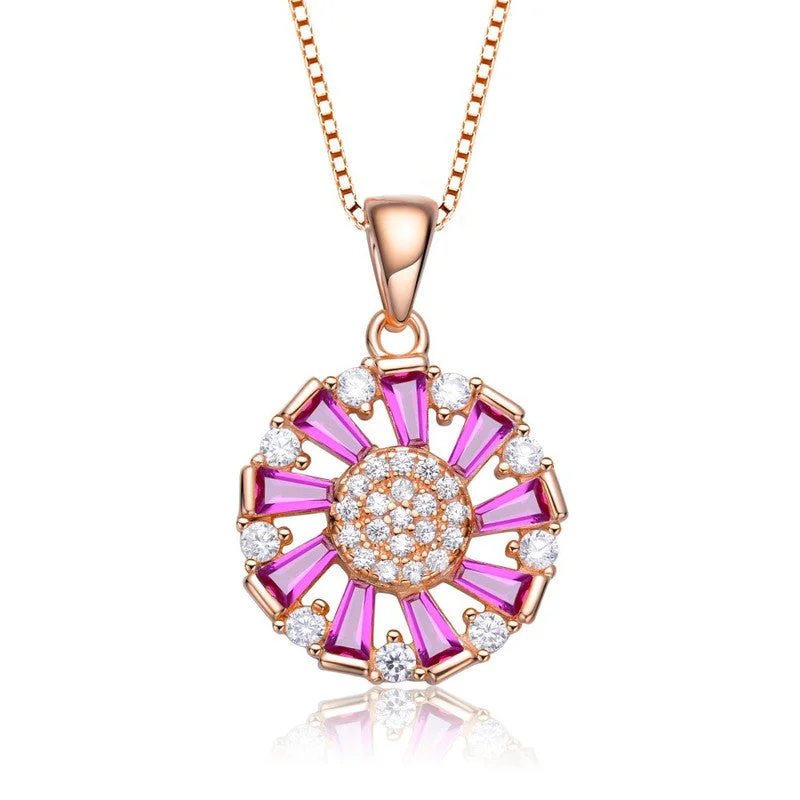 Luxury Jewelry Without The Luxury Price Tag Sterling Silver with Colored Baguette Cubic Zirconia Wreath Pendant Necklace Luxury Jewelry Without The Luxury Price Tag Sterling Silver with Colored Baguette Cubic Zirconia Wreath Pendant Necklace