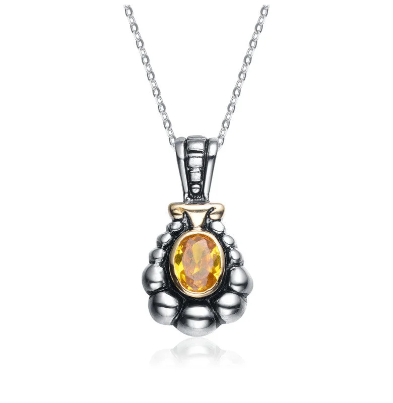 Fashion-Forward Jewelry At Exclusive Discounts Sterling Silver Yellow Cubic Zirconia Dark Pendant Fashion-Forward Jewelry At Exclusive Discounts Sterling Silver Yellow Cubic Zirconia Dark Pendant