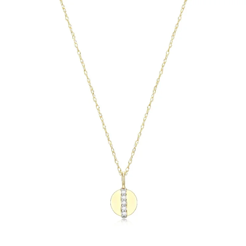Eco-Friendly Sustainable Jewelry For Conscious Buyers Women's Intersecting Diamond Bar Disc Necklace In Yellow Gold Eco-Friendly Sustainable Jewelry For Conscious Buyers Women's Intersecting Diamond Bar Disc Necklace In Yellow Gold