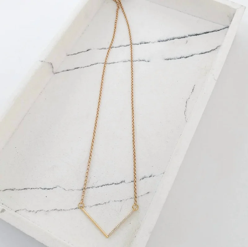 Elegant Jewelry, Exclusive Prices – Shop Now Women's Pave V Connector Necklace In Gold/gold