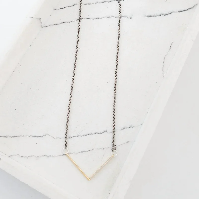 Modern Jewelry At Exclusive Discounts – Shop Today Women's Pave V Connector Necklace In Silver/gold Modern Jewelry At Exclusive Discounts – Shop Today Women's Pave V Connector Necklace In Silver/gold