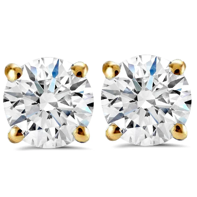 Exclusive Gemstone Jewelry At Special Prices 1 1/2 ct Round Round Diamond Studs with Screw Backs 14k Yellow Gold Enhanced Exclusive Gemstone Jewelry At Special Prices 1 1/2 ct Round Round Diamond Studs with Screw Backs 14k Yellow Gold Enhanced