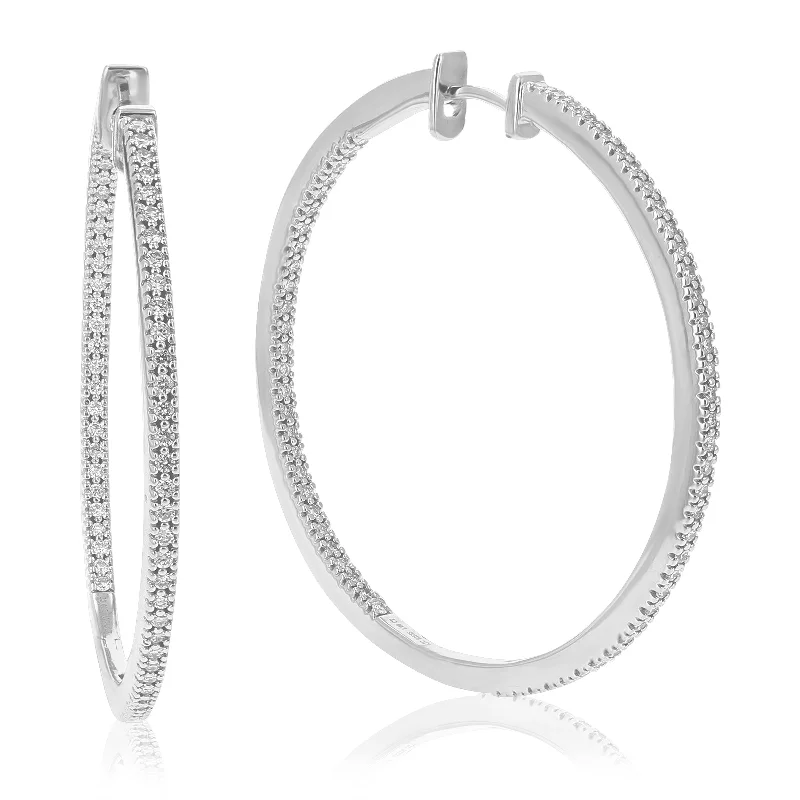 Customized Silver Jewelry For Unique Style 1 cttw Round Cut Lab Grown Diamond Hoop Earrings for Women .925 Sterling Silver Prong Set Customized Silver Jewelry For Unique Style 1 cttw Round Cut Lab Grown Diamond Hoop Earrings for Women .925 Sterling Silver Prong Set