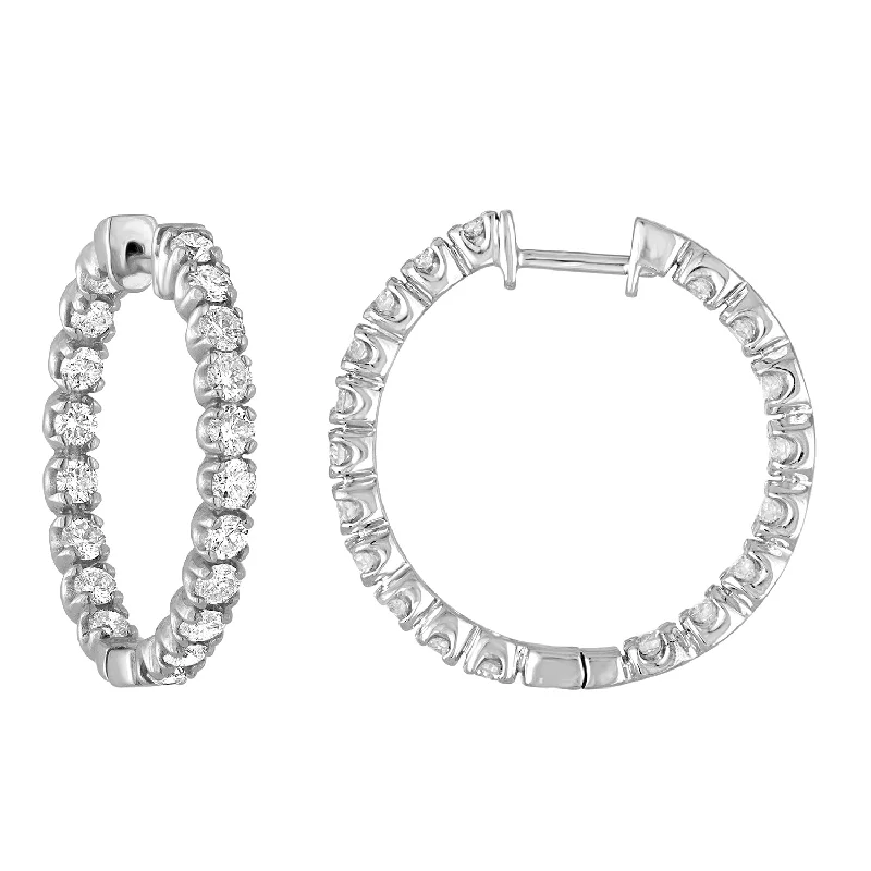 Sparkle More For Less – Jewelry Sale Happening Now 3 cttw Diamond Hoop Earrings 14K White Gold Classic Inside Out Style 1 Inch Sparkle More For Less – Jewelry Sale Happening Now 3 cttw Diamond Hoop Earrings 14K White Gold Classic Inside Out Style 1 Inch