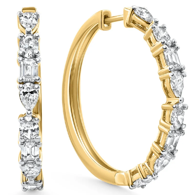 Premium Diamond Jewelry For Unforgettable Moments 4.34 Ct Multi Fancy Shape Diamond Hoops 14k Gold Lab Grown Women's Earrings Premium Diamond Jewelry For Unforgettable Moments 4.34 Ct Multi Fancy Shape Diamond Hoops 14k Gold Lab Grown Women's Earrings
