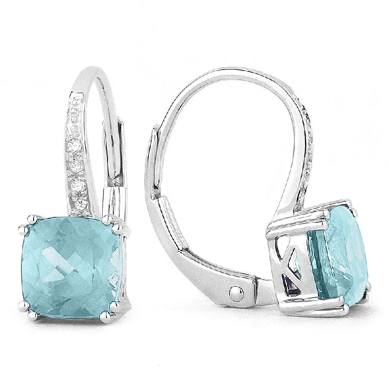 Handcrafted Jewelry Sale – Unique Designs At Low Prices 6Mm 2.46Ct Blue Topaz Drop/dangle Earrings In 14K White Gold Handcrafted Jewelry Sale – Unique Designs At Low Prices 6Mm 2.46Ct Blue Topaz Drop/dangle Earrings In 14K White Gold