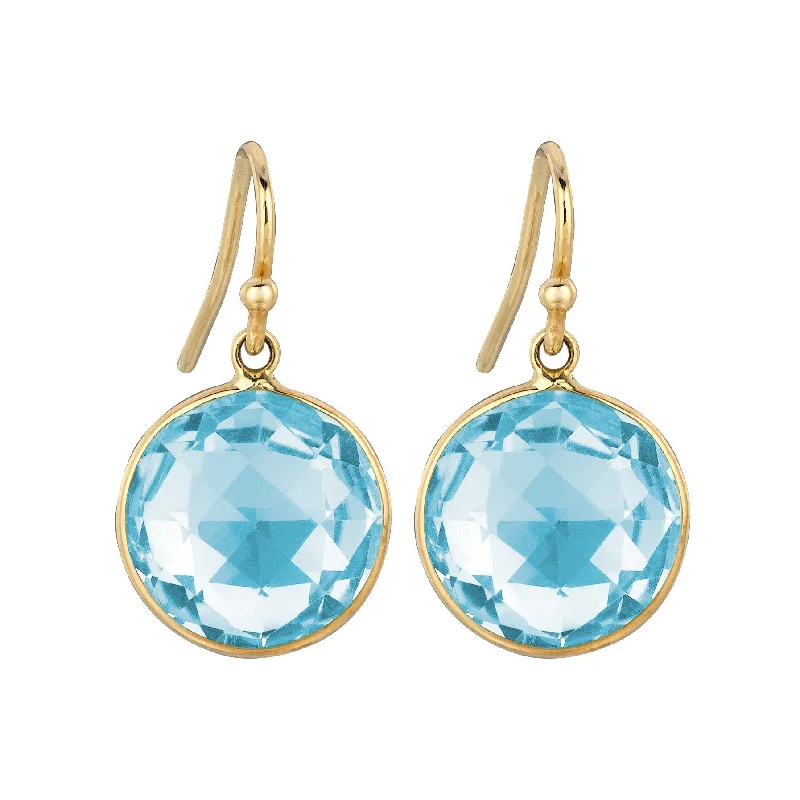 Discounted Jewelry For A Glamorous Look Blue Topaz Lollipop Earrings Yellow Gold