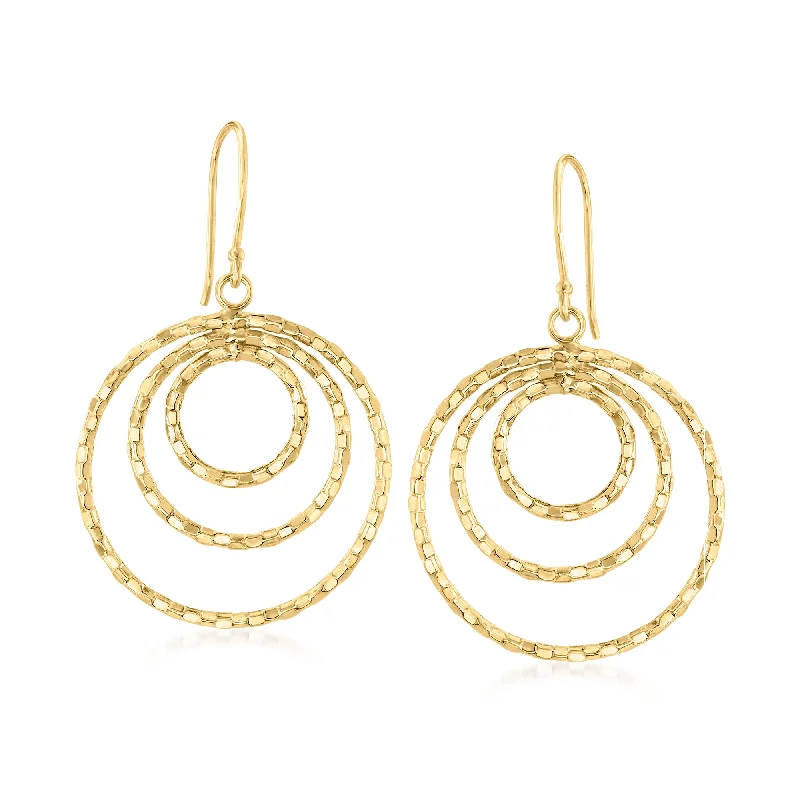 The Perfect Jewelry Piece At The Perfect Price Canaria 10kt Yellow Gold Bead-Pattern Triple-Hoop Earrings The Perfect Jewelry Piece At The Perfect Price Canaria 10kt Yellow Gold Bead-Pattern Triple-Hoop Earrings