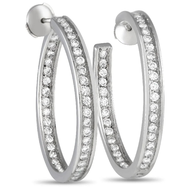 Big Discounts On Elegant Jewelry Collections Cartier 18K White Gold 3.0ct Diamond Hoop Earrings CA01-103023 Big Discounts On Elegant Jewelry Collections Cartier 18K White Gold 3.0ct Diamond Hoop Earrings CA01-103023