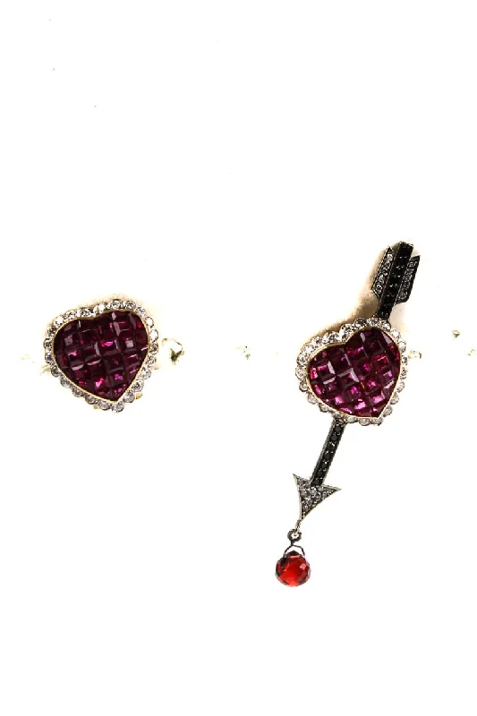 Gorgeous Jewelry, Limited-Time Savings Designer Womens 18K Yellow Gold Ruby Diamond Heart Arrow Earrings 11.8g Gorgeous Jewelry, Limited-Time Savings Designer Womens 18K Yellow Gold Ruby Diamond Heart Arrow Earrings 11.8g