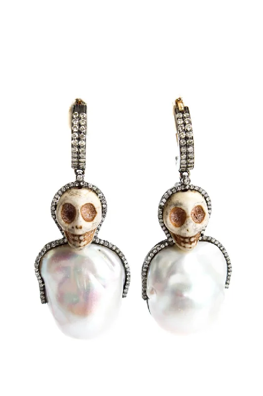 Get Ready To Sparkle – Special Jewelry Discounts Designer Womens Sterling Silver Baroque Pearl Diamond Accent Jasper Skull Earrings 25g Get Ready To Sparkle – Special Jewelry Discounts Designer Womens Sterling Silver Baroque Pearl Diamond Accent Jasper Skull Earrings 25g
