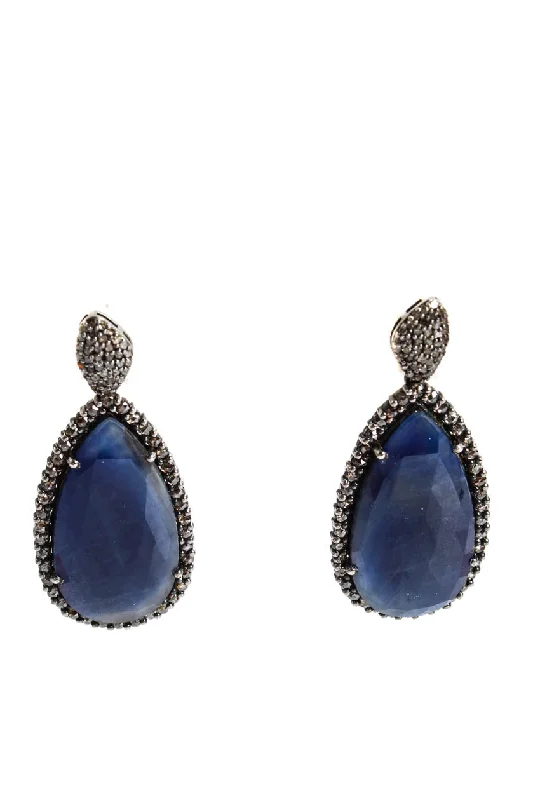 Shop Jewelry That Shines Without The High Price Designer Womens Sterling Silver Sapphire Diamond Accent Dangle Earrings 20.8g Shop Jewelry That Shines Without The High Price Designer Womens Sterling Silver Sapphire Diamond Accent Dangle Earrings 20.8g