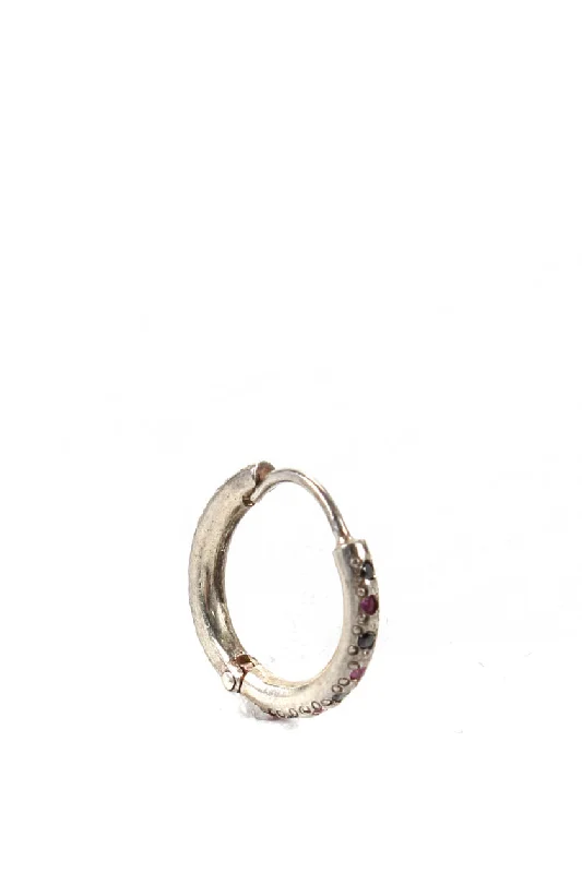 Affordable Luxury Jewelry For Every Occasion Jasper Womens Sterling Silver Ruby Sapphire Pave Small Hoop Mono Earring Affordable Luxury Jewelry For Every Occasion Jasper Womens Sterling Silver Ruby Sapphire Pave Small Hoop Mono Earring