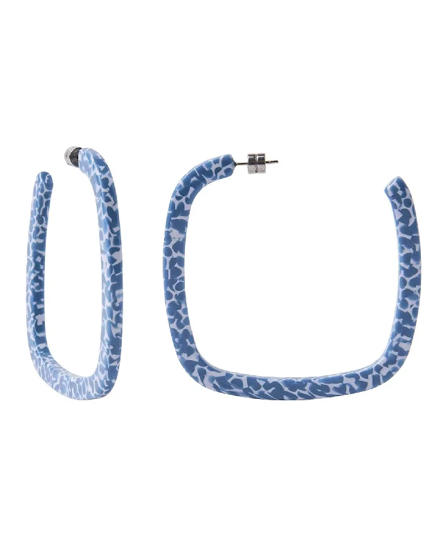 Sparkle On A Budget – Fine Jewelry For Less Large Square Hoops in Cerulean Blue