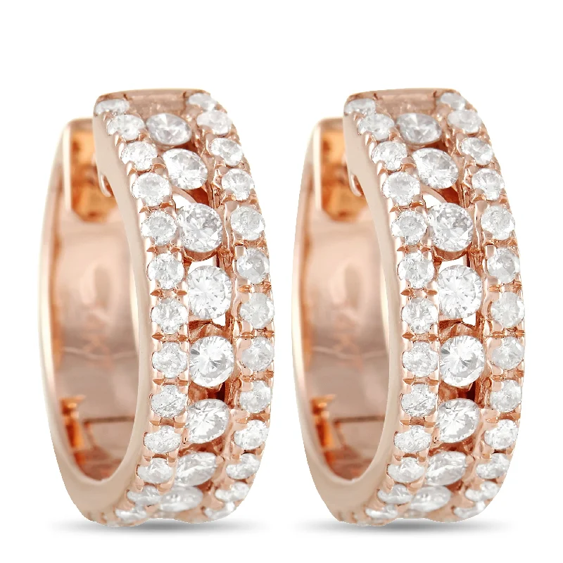 Luxury Jewelry At Unbeatable Discounts LB Exclusive 14K Rose Gold 1.0ct Diamond Hoop Earrings Luxury Jewelry At Unbeatable Discounts LB Exclusive 14K Rose Gold 1.0ct Diamond Hoop Earrings