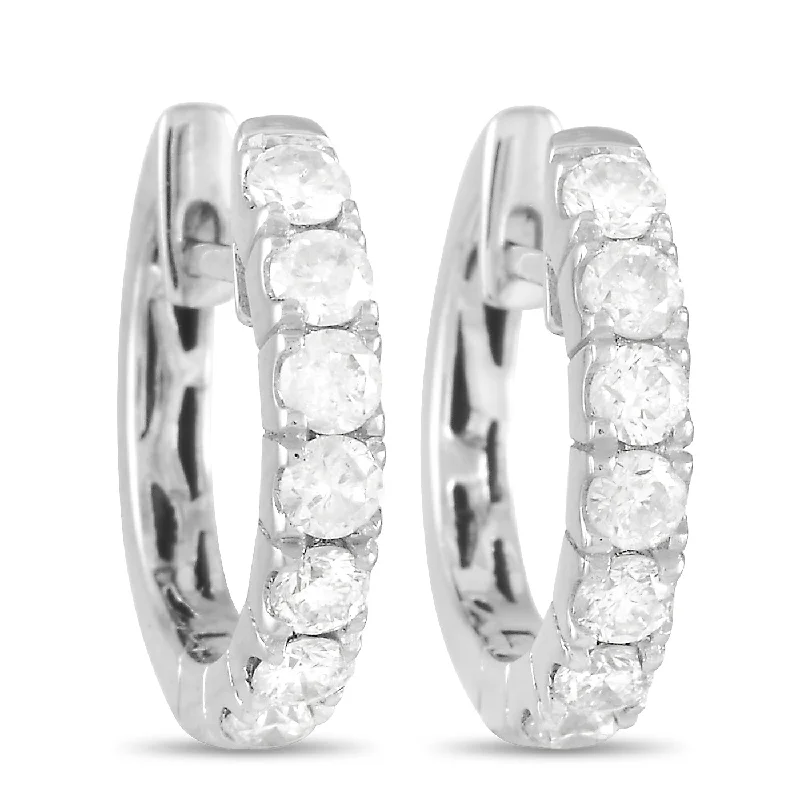 Classic And Modern Jewelry Styles On Sale LB Exclusive 14K White Gold 0.59ct Diamond Huggie Hoop Earrings Classic And Modern Jewelry Styles On Sale LB Exclusive 14K White Gold 0.59ct Diamond Huggie Hoop Earrings