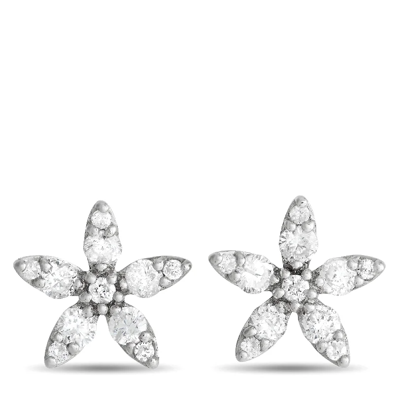 Discounted Luxury Jewelry – Shine Without The Splurge LB Exclusive 14K White Gold 0.60ct Diamond Flower Earrings ER28578-W