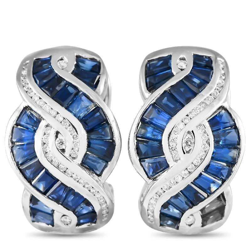 Luxury Meets Affordability – Jewelry Sale Now Live LB Exclusive 14K White Gold 0.65ct Diamond and Sapphire Earrings MF06-091124
