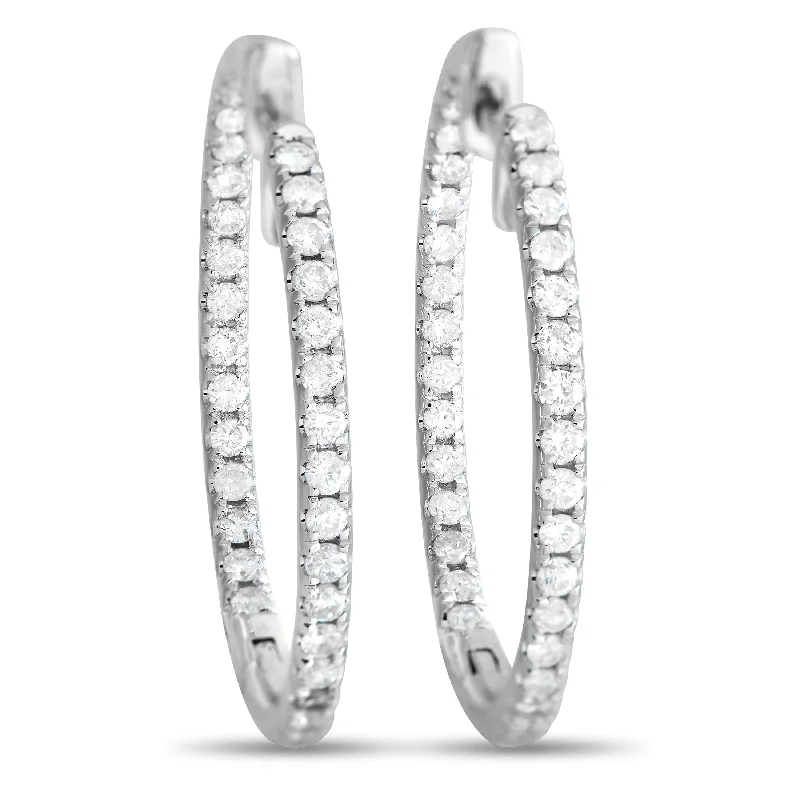 Grab Your Favorite Jewelry At The Lowest Prices LB Exclusive 14K White Gold 1.0ct Diamond Inside-Out Hoop Earrings Grab Your Favorite Jewelry At The Lowest Prices LB Exclusive 14K White Gold 1.0ct Diamond Inside-Out Hoop Earrings
