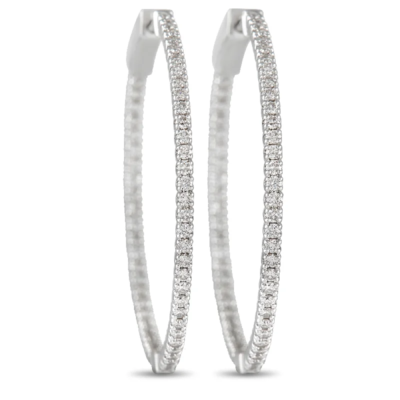 Elegant Jewelry, Exclusive Prices – Shop Now LB Exclusive 14K White Gold 1.34ct Diamond Inside-Out Hoop Earrings Elegant Jewelry, Exclusive Prices – Shop Now LB Exclusive 14K White Gold 1.34ct Diamond Inside-Out Hoop Earrings