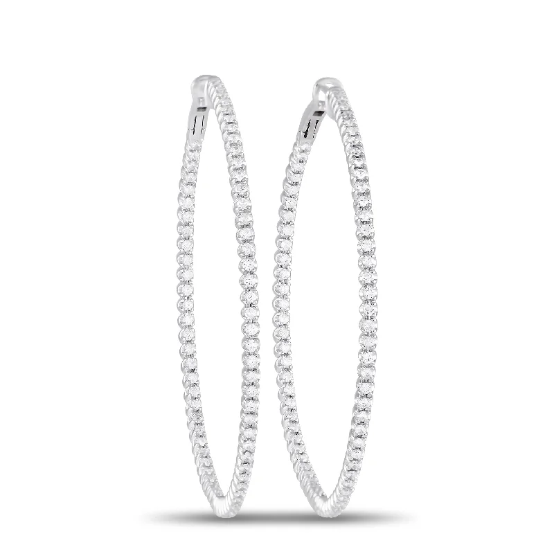 Big Discounts On Elegant Jewelry Collections LB Exclusive 14K White Gold 1.70ct Diamond Inisde-Out Hoop Earrings MF05-101223 Big Discounts On Elegant Jewelry Collections LB Exclusive 14K White Gold 1.70ct Diamond Inisde-Out Hoop Earrings MF05-101223