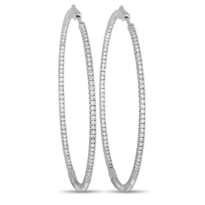 Personalized Jewelry Sale – Unique Gifts At Low Prices LB Exclusive 14K White Gold 2.31 ct Diamond Inside Out Hoop Earrings K5024E84