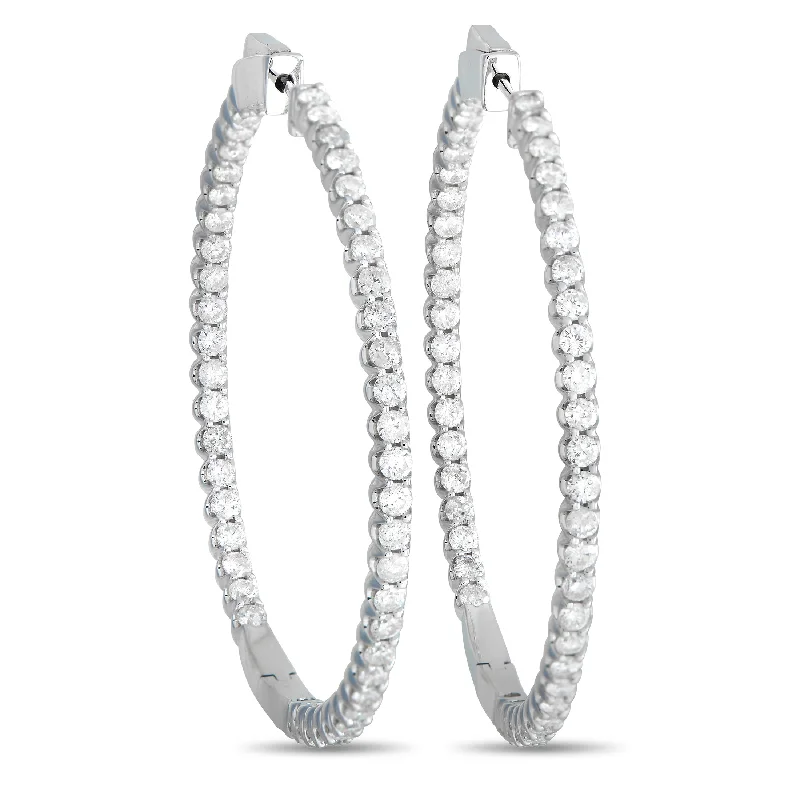 Seasonal Jewelry Deals – Elevate Your Style LB Exclusive 14K White Gold 3.35ct Diamond Inside-Out Hoop Earrings Seasonal Jewelry Deals – Elevate Your Style LB Exclusive 14K White Gold 3.35ct Diamond Inside-Out Hoop Earrings