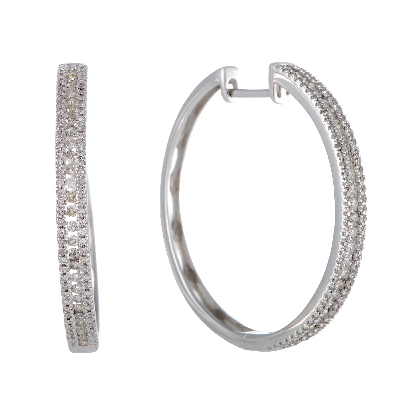 Fine Jewelry, Limited-Time Offers Available LB Exclusive 14K White Gold 3-Row 1.06 Carat VS1 G Color Diamond Hoop Earrings Fine Jewelry, Limited-Time Offers Available LB Exclusive 14K White Gold 3-Row 1.06 Carat VS1 G Color Diamond Hoop Earrings