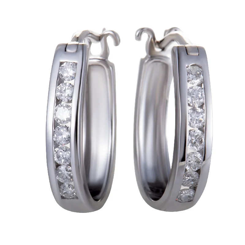 Breathtaking Jewelry, Breathtaking Prices LB Exclusive 14K White Gold Oval Channel Set Diamond Hoop Huggies Earrings .33 Carat (0.33 ctw) Diamonds Breathtaking Jewelry, Breathtaking Prices LB Exclusive 14K White Gold Oval Channel Set Diamond Hoop Huggies Earrings .33 Carat (0.33 ctw) Diamonds