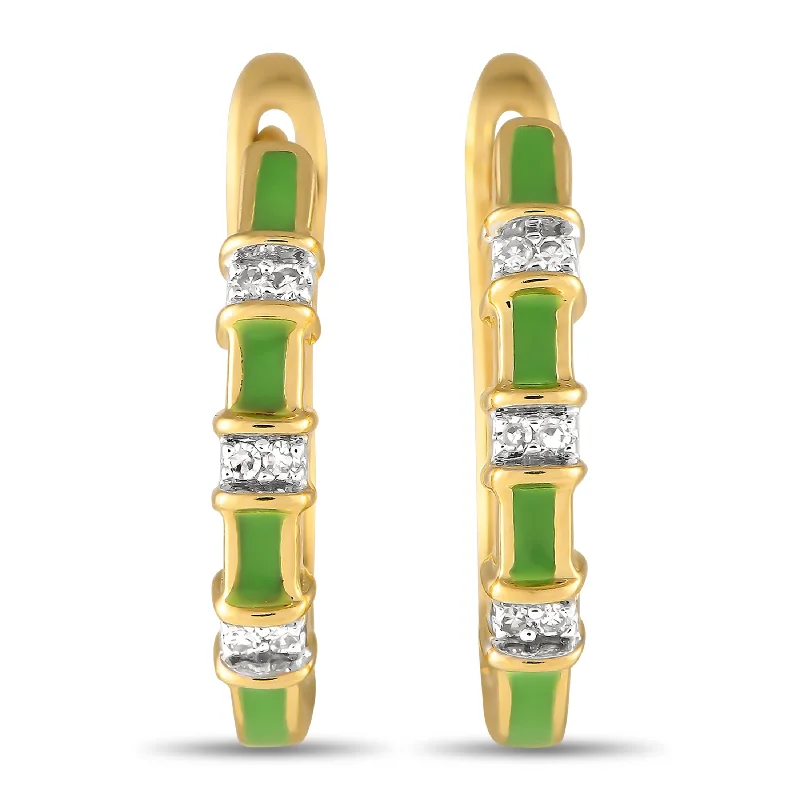 Premium Jewelry Now Available At Special Discounts LB Exclusive 14K Yellow Gold 0.05ct Diamond and Enamel Huggie Earrings ER28196 Premium Jewelry Now Available At Special Discounts LB Exclusive 14K Yellow Gold 0.05ct Diamond and Enamel Huggie Earrings ER28196