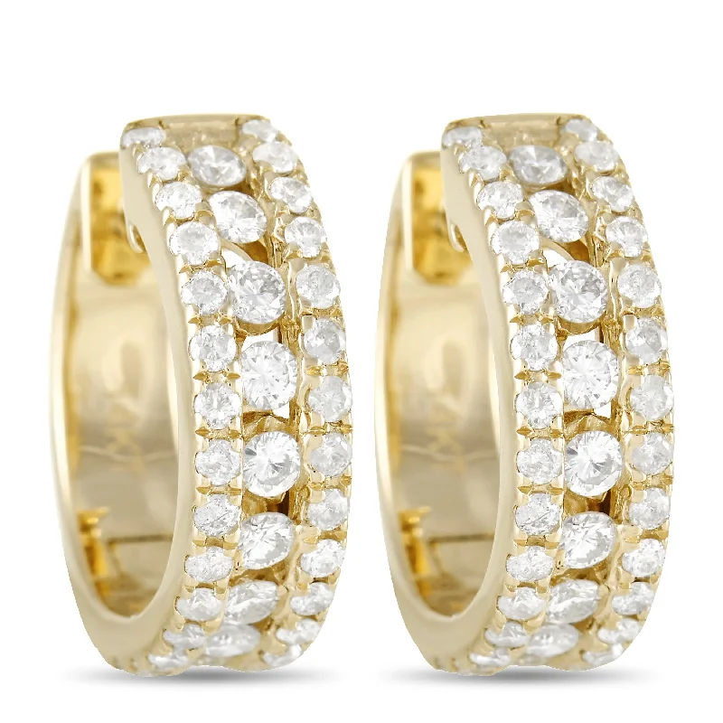Shop Dazzling Jewelry At The Best Prices LB Exclusive 14K Yellow Gold 1.0ct Diamond Hoop Earrings Shop Dazzling Jewelry At The Best Prices LB Exclusive 14K Yellow Gold 1.0ct Diamond Hoop Earrings