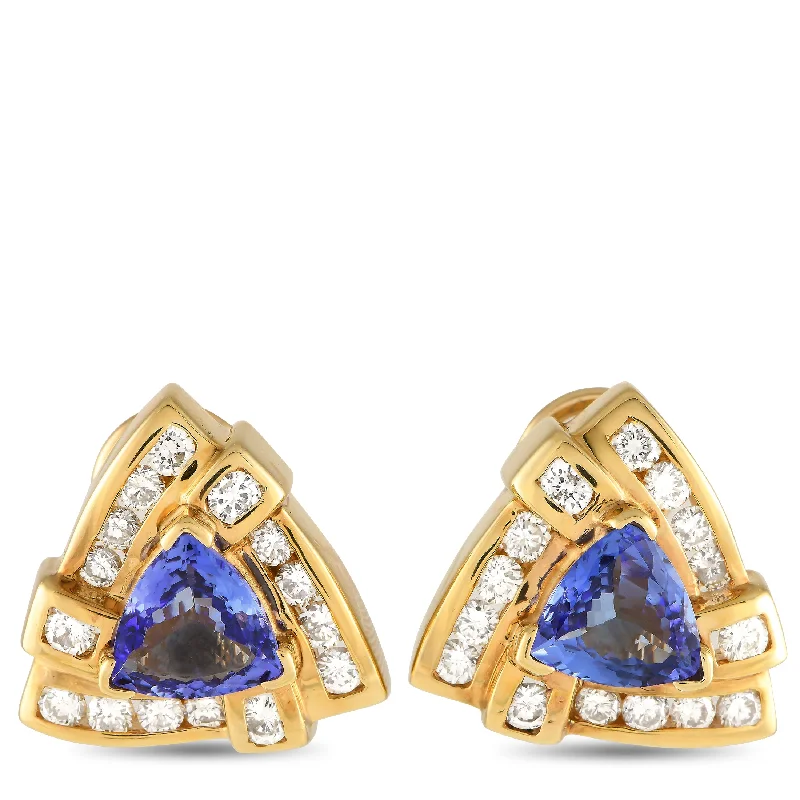 Shop Handcrafted Jewelry At Special Promotional Rates LB Exclusive 14K Yellow Gold Diamond and Tanzanite Earrings MF06-012424