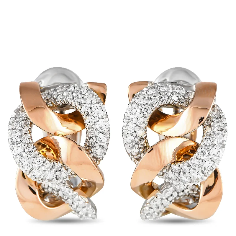 Shop Fine Jewelry With Exclusive Savings LB Exclusive 18K White and Rose Gold 1.90ct Diamond Italian Link Earrings MF20-091324 Shop Fine Jewelry With Exclusive Savings LB Exclusive 18K White and Rose Gold 1.90ct Diamond Italian Link Earrings MF20-091324