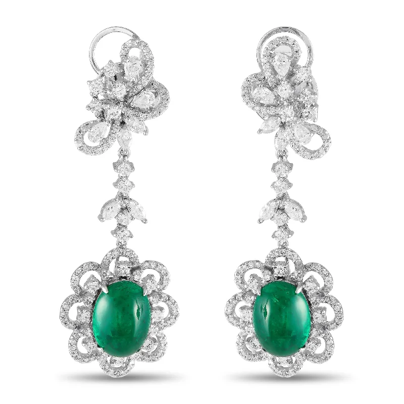 Shop Signature Jewelry Styles At Exclusive Prices LB Exclusive 18K White Gold 3.65 ct Diamond and 7.40 ct Emerald Earrings MF13-091824 Shop Signature Jewelry Styles At Exclusive Prices LB Exclusive 18K White Gold 3.65 ct Diamond and 7.40 ct Emerald Earrings MF13-091824