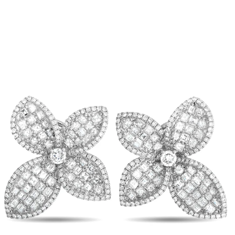 Huge Savings On Premium Jewelry Styles LB Exclusive 18K White Gold 4.95ct Diamond Flower Earrings AER-18321 Huge Savings On Premium Jewelry Styles LB Exclusive 18K White Gold 4.95ct Diamond Flower Earrings AER-18321