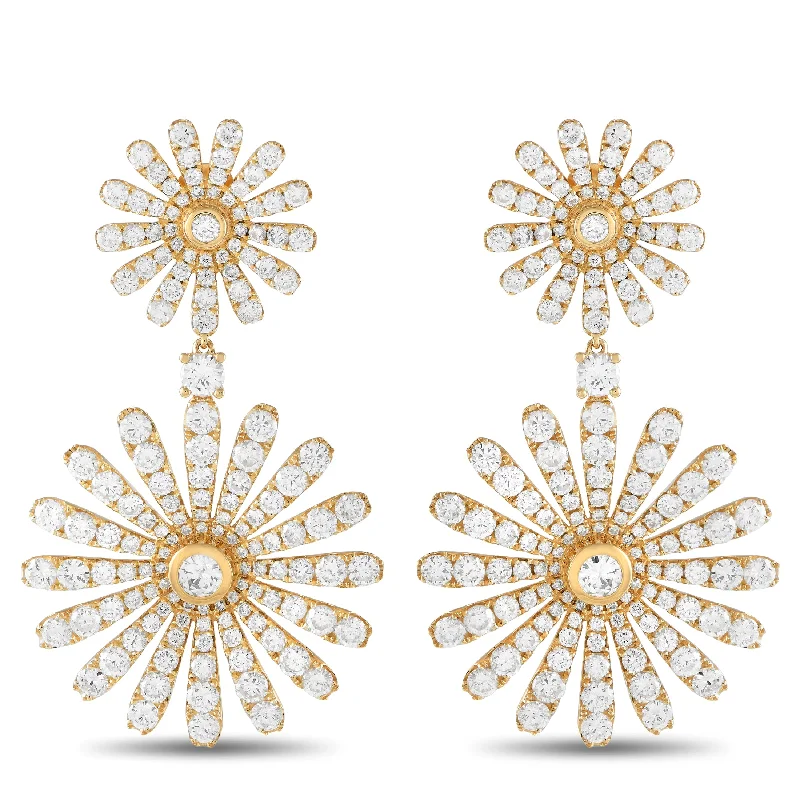 Handcrafted Beauty At Affordable Prices LB Exclusive 18K Yellow Gold 13.35ct Diamond Daisy Drop Earrings AER-17613 Handcrafted Beauty At Affordable Prices LB Exclusive 18K Yellow Gold 13.35ct Diamond Daisy Drop Earrings AER-17613